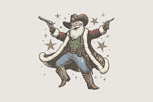 Cowboy Santa PNG, Western Christmas, an Illustration by SharpMarketplace