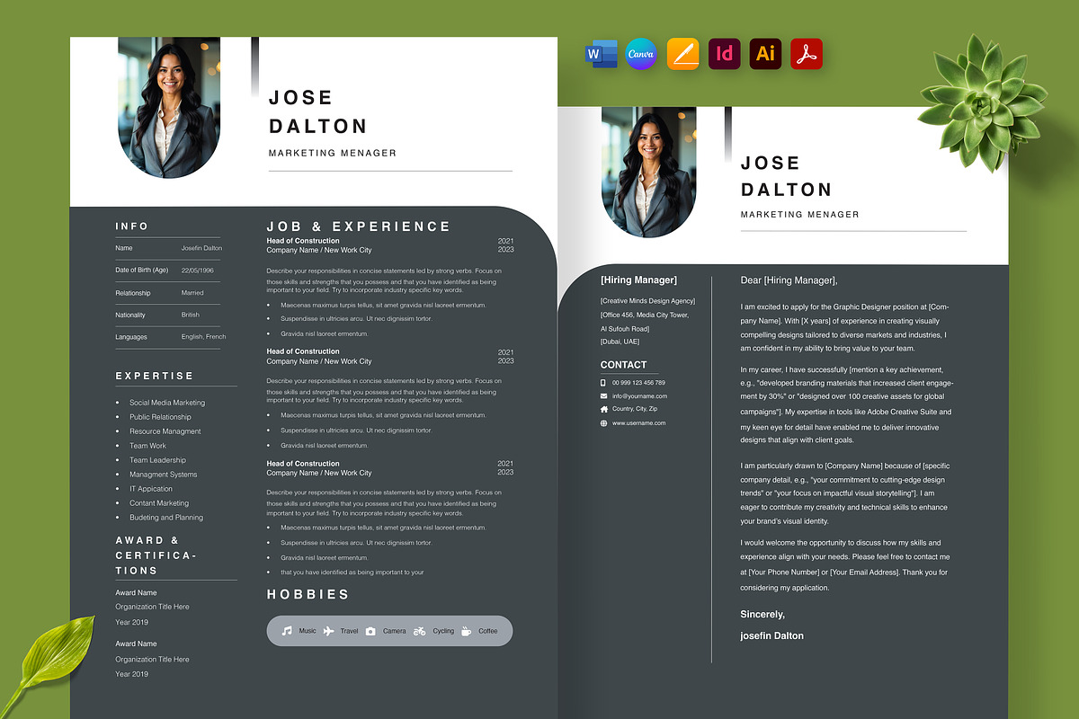 Modern Resume Template Design, a Resume Template by Nur Designer (Photo 1 of 4)