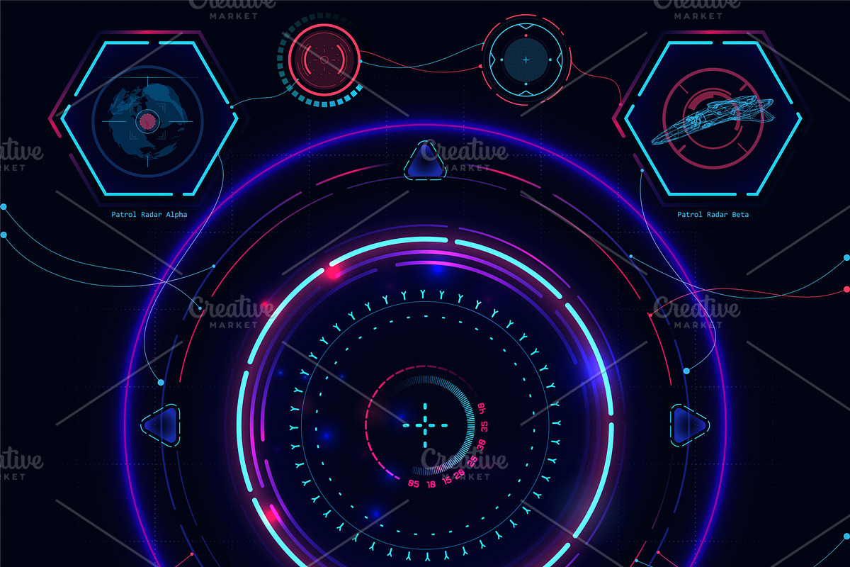 Futuristic HUD elements, a Technology Illustration by BeOGraphic