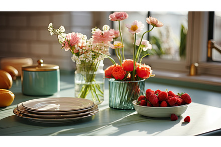 marble countertop in modern kitchen, a Food & Drink Photo by Neirfy