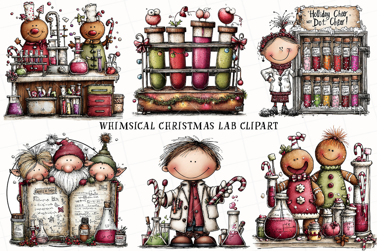 Whimsical Christmas Lab Clipart, an Illustration by OK Design (Photo 2 of 6)