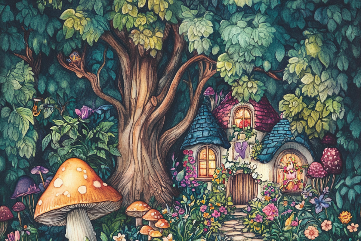 Watercolor Magical Fairy Garden, a Background Graphic by Printable Treasure (Photo 4 of 6)