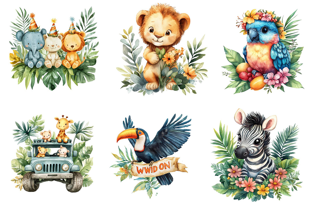 Baby Safari Png, Baby Jungle Animals, an Illustration by CreationArt (Photo 2 of 5)