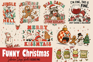 Funny Retro Vintage Christmas Bundle, an Object Graphic by Daisy Design