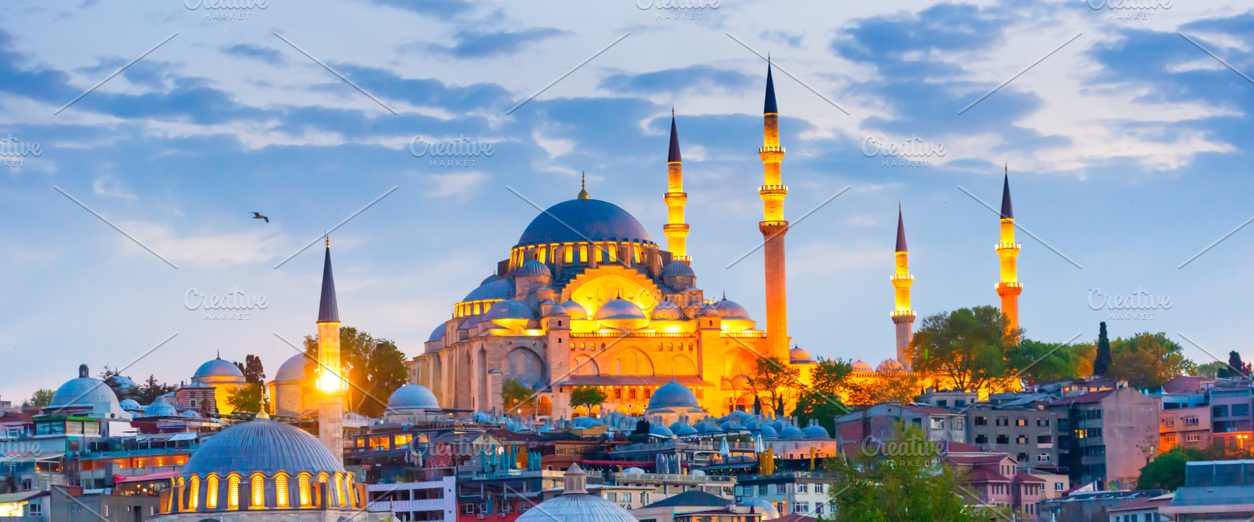 Istanbul city evening landmark panorama, an Architecture Photo by Vapi