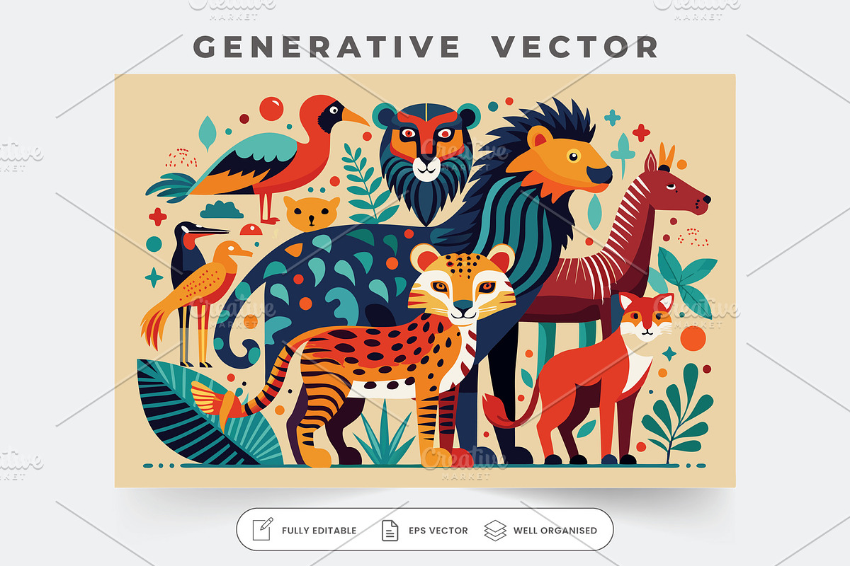 Colorful wild animals creatively ill, a Graphic by Iftikhar Alam