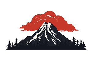 Stylized mountain peak snow, trees, an Animal Illustration by Vectorstockersland