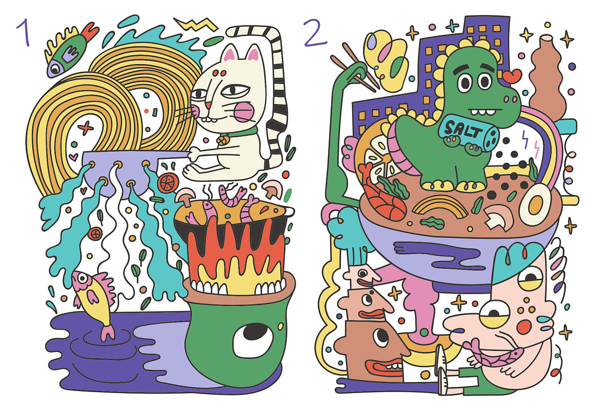 Fast Food Doodles. Vector and raster, a Food Illustration by Oliana Moroz (Photo 2 of 25)