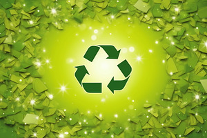 Green background with recycle sign, a Photo by Beautiful things