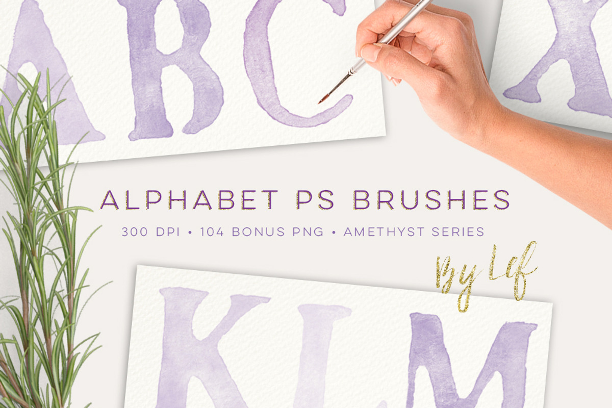 Watercolor PS Brush Set Alphabet, a Brush Add-On by By Lef (Photo 1 of 3)