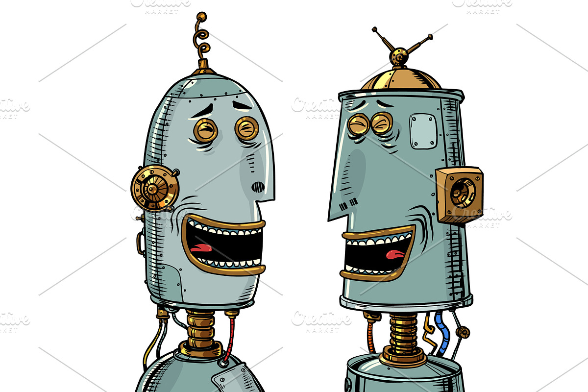 Communication interaction of robots, a Technology Illustration by rogistok