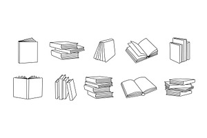 Books outline sketch set. Bookstore, an Illustration by GraphiShop