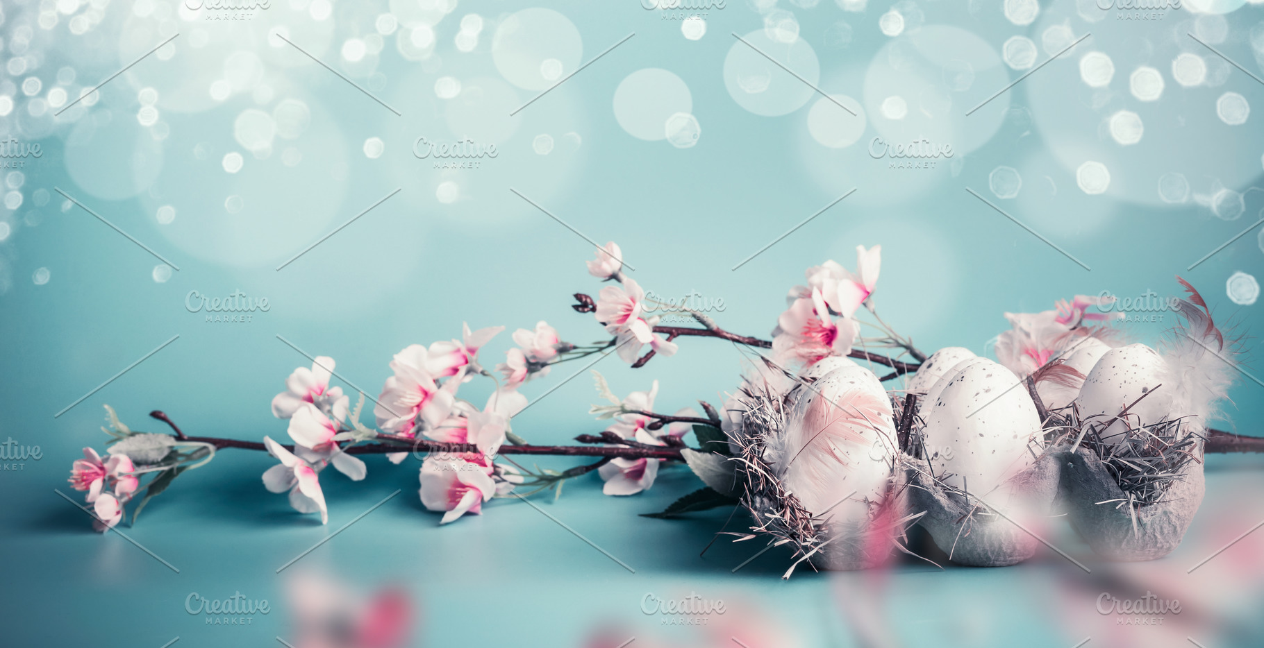 Easter background in pastel color stock photo containing background and banner, a Holiday Photo by VICUSCHKA