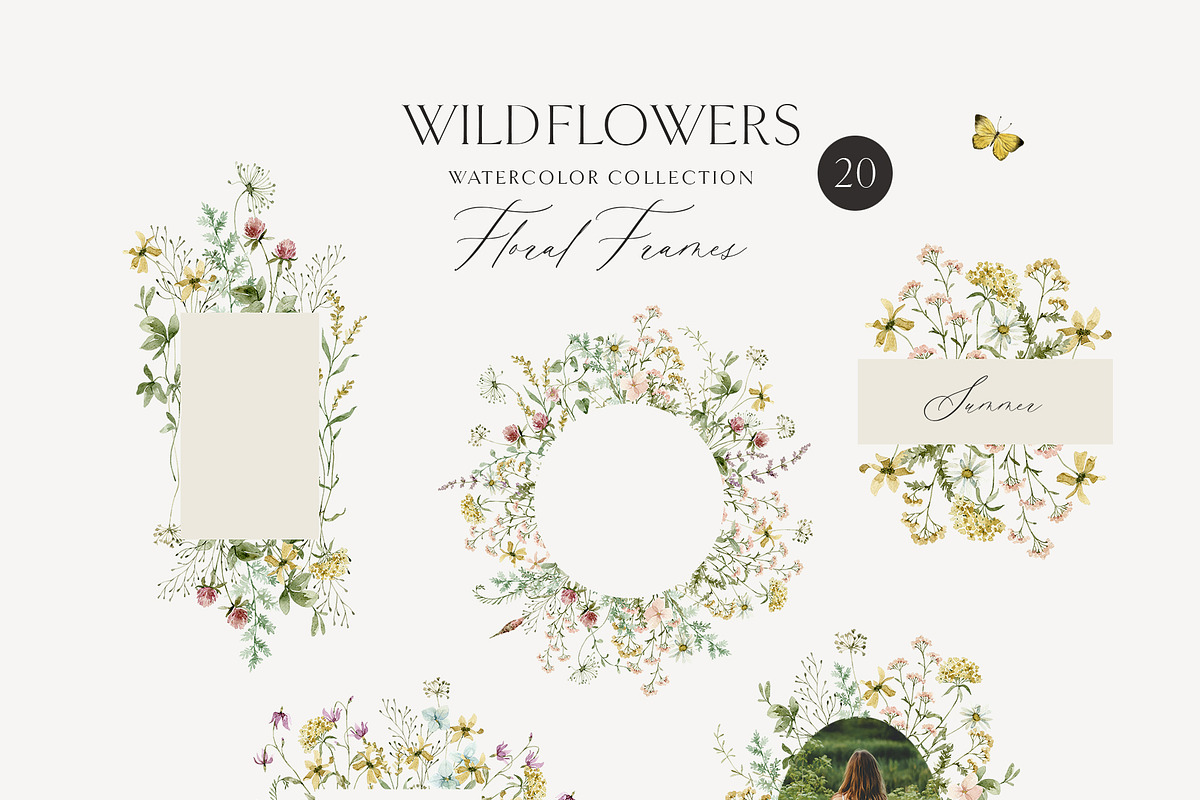 WILDFLOWERS delicate floral clipart, a Person Illustration by long summer (Photo 6 of 12)