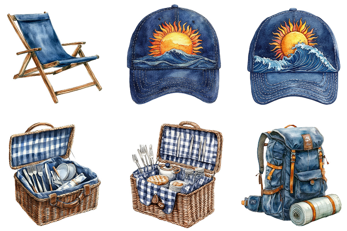 Navy Summer Outdoor Clipart, an Illustration by DreamArtGraphic (Photo 4 of 4)