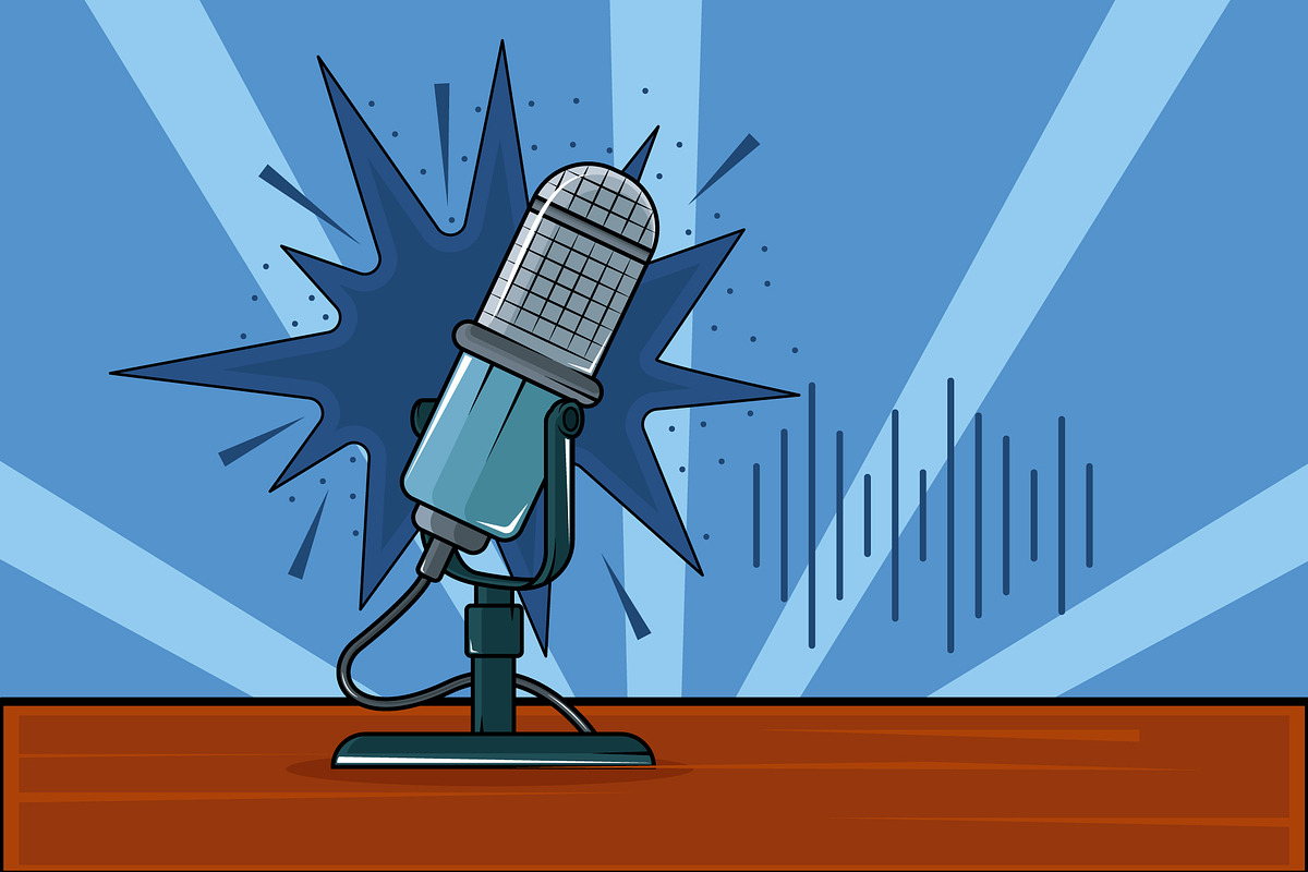 Retro microphone on a stand vector, a Decorative Illustration by zyxroun shop (Photo 1 of 3)