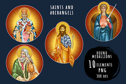Saints& archangels. Round medallions