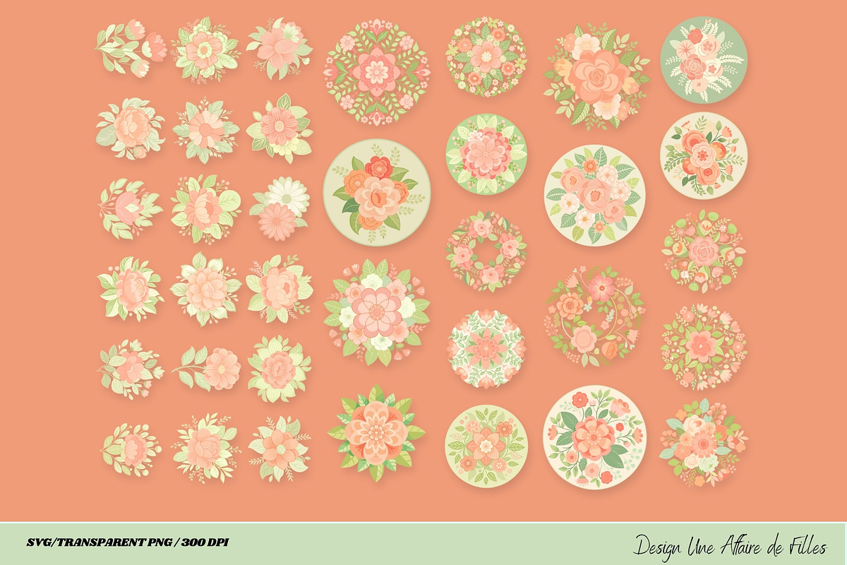 36 FLORAL PEACH FUZZ CLIPART, a Decorative Illustration by Une Affaire de Filles (Photo 4 of 4)