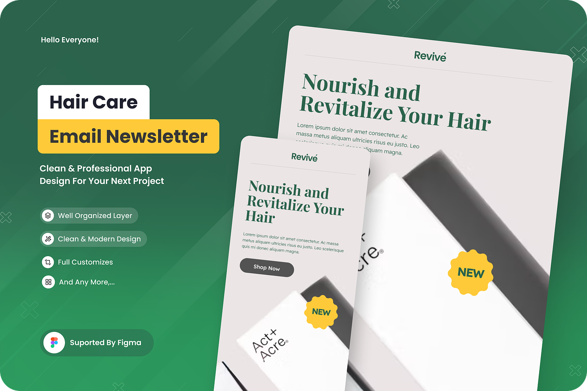 Revive - Hair Care Email Newsletter, an UI Kit Template by SquidPixey (Photo 1 of 6)