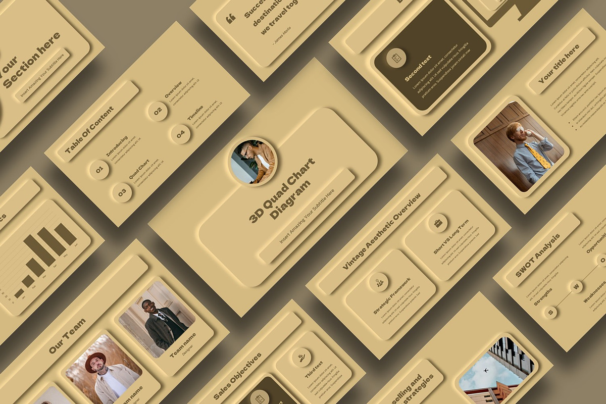 Neumorphism Quad Chart Presentation, a Presentation Template by BumbleGraph Studio (Photo 4 of 4)