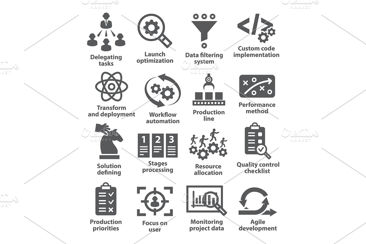 Product management icons, an Outline Icon by IhorZigor