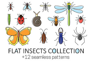 Insect Collection In Flat Style