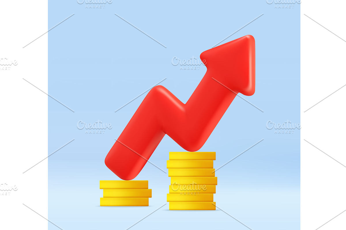 3d Profit Growth Concept with Coins, a Finance Illustration by ModVector