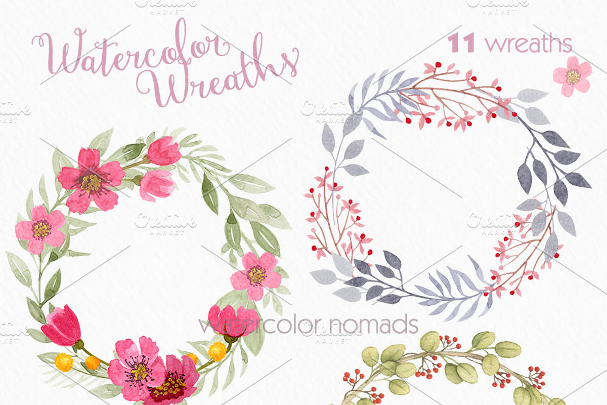 Watercolor Flowers Pack, an Illustration by Watercolor Nomads (Photo 2 of 3)