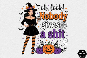Nobody Gives a Witch PNG Halloween, a Seasonal Illustration by DreamCafeArt