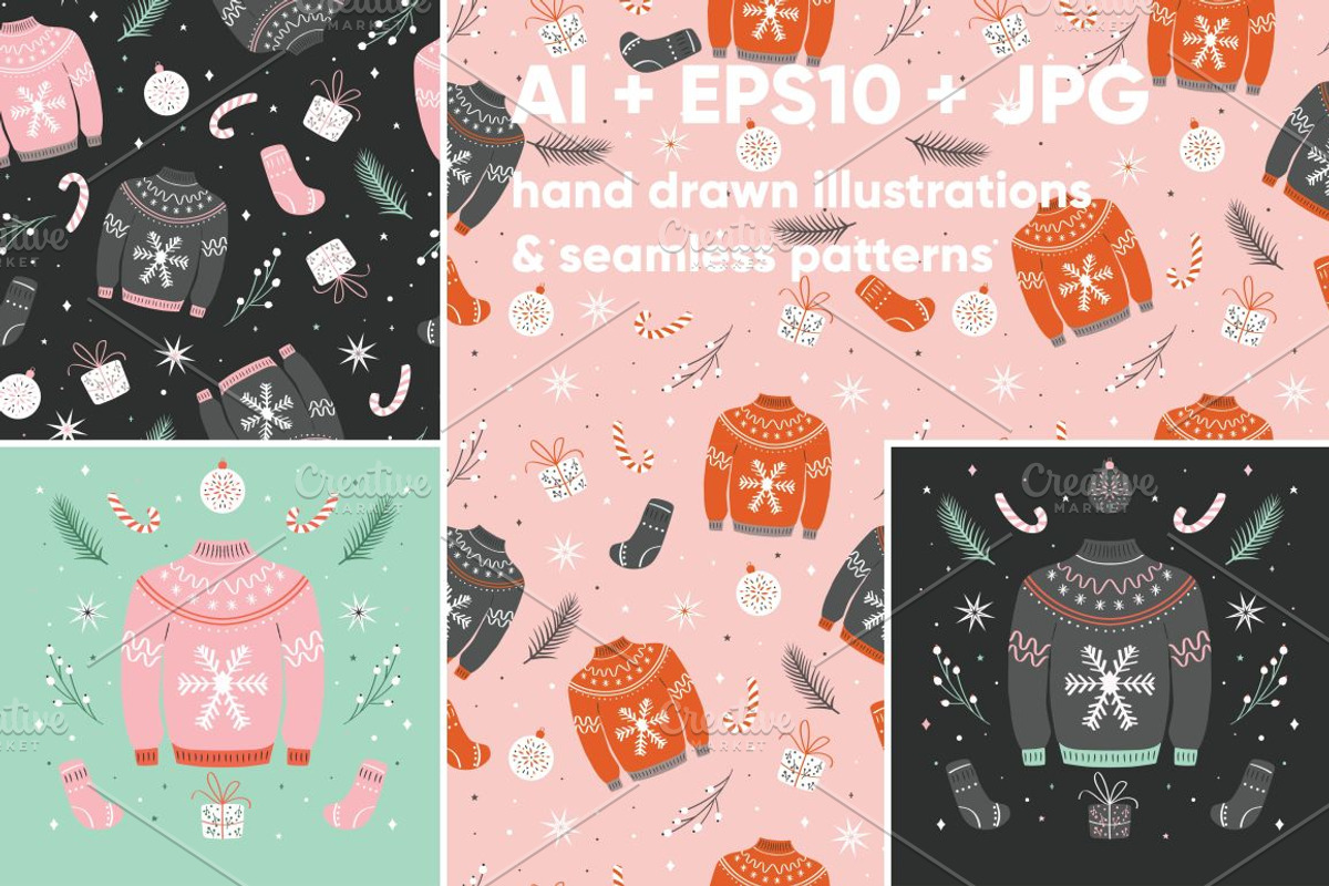 Christmas sweater patterns & design, a Pattern Graphic by Blue Lela Design (Photo 4 of 4)