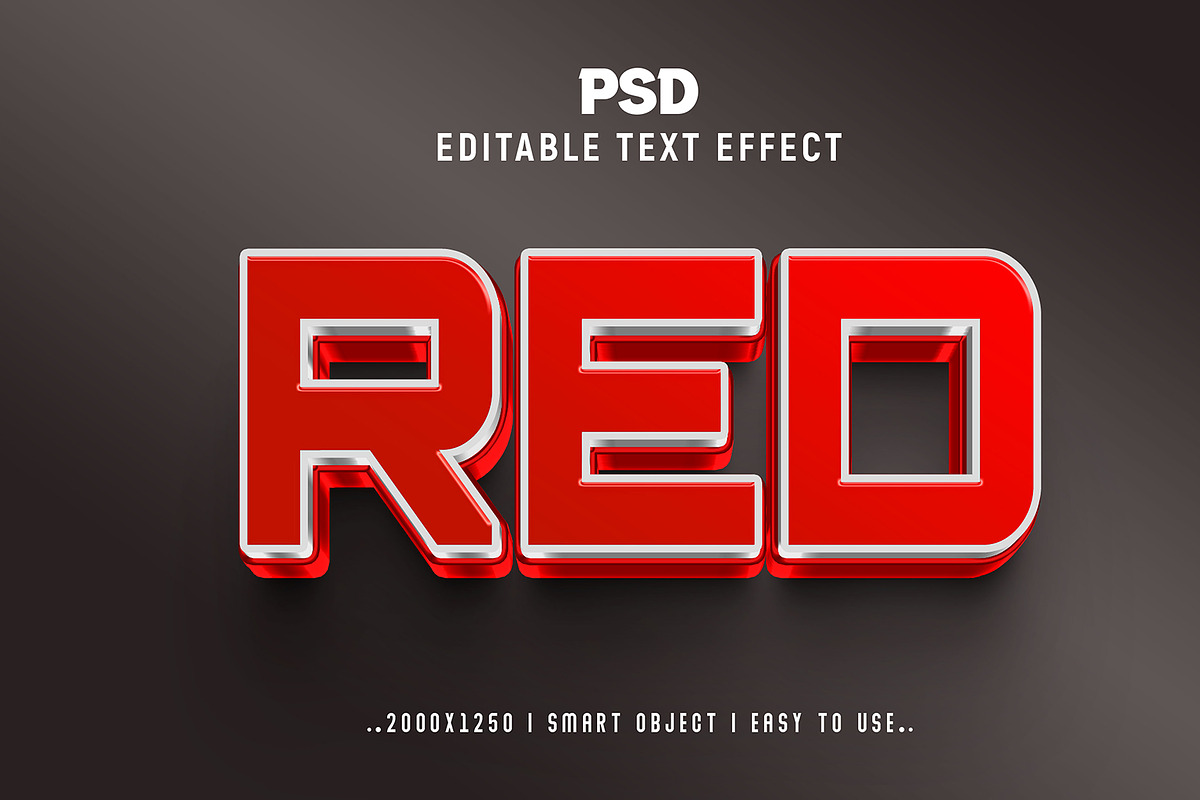 Red Editable 3D Text Effect Style, a Layer Style Add-On by Md Jahidul99 (Photo 2 of 2)