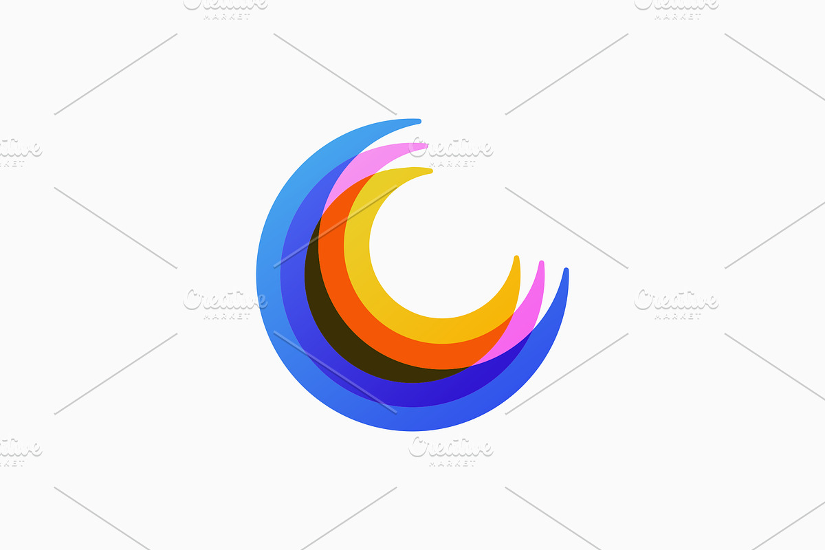 lunar crescent moon color logo, a Branding & Logo Template by VASTARD STUDIO