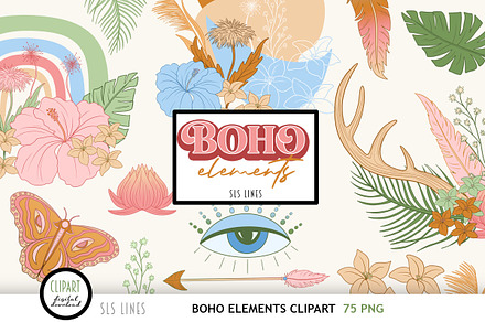 Boho Clipart - Flowers & Mystical