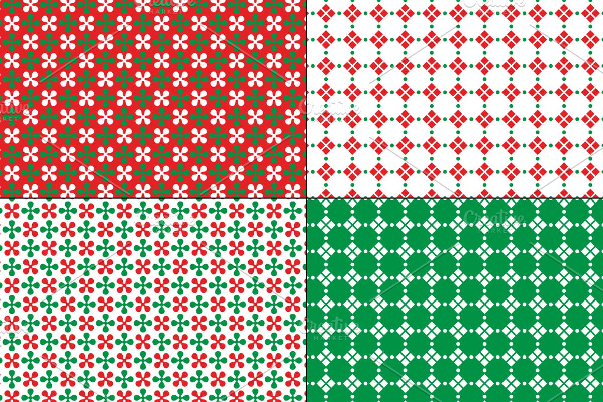 Seamless Red & Green Geometrics preview 6