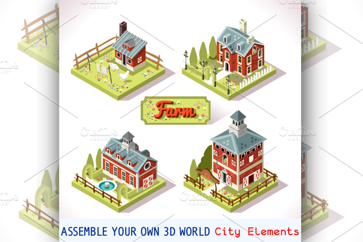 City Map Tiles Farm Elements, an Illustration by Aurielaki Stock Images (Photo 1 of 4)