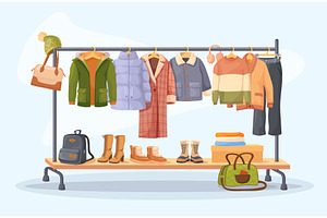 Winter clothes rack. Fashion outfit, an Object Illustration by Stock-Smart-Start