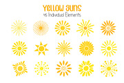 Yellow Sun Vector clipart collection, an Object Illustration by Contes_de_fée (Thumbnail 3 of 5)