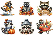 Autumn Raccoons Clipart, an Illustration by DreamArtGraphic (Thumbnail 3 of 4)
