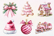 Pink Happy Christmas Clipart, an Illustration by Dream Creation (Thumbnail 4 of 7)