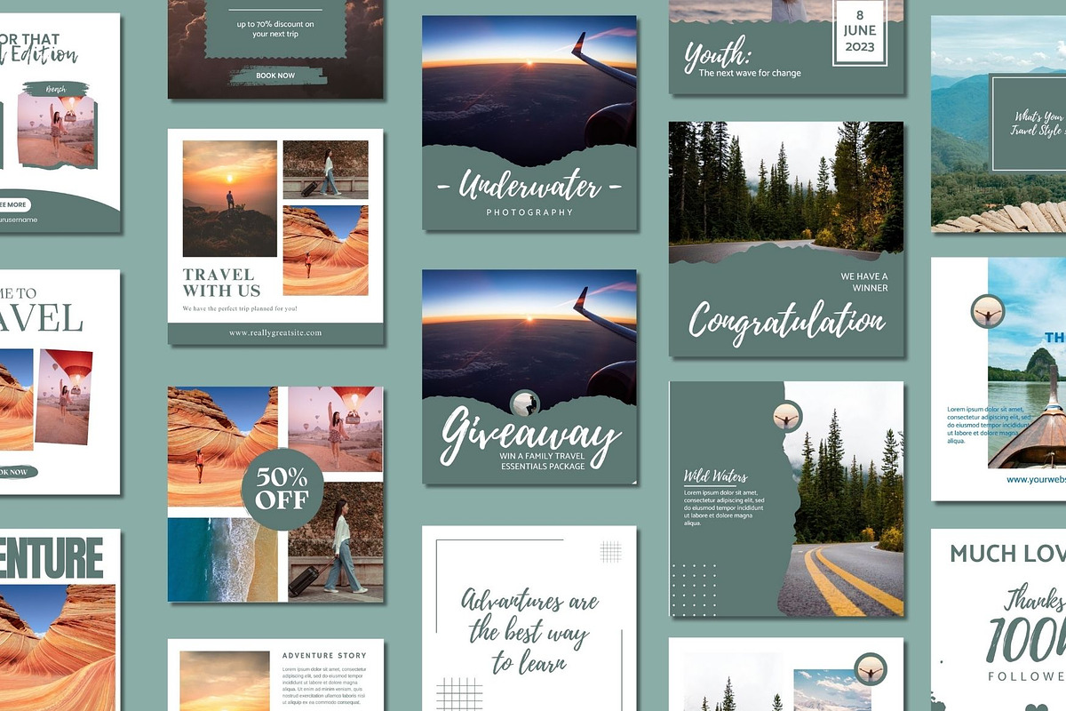 Elegant Travel Social Media Template, a Social Media Template by BoontenStudio (Photo 3 of 7)