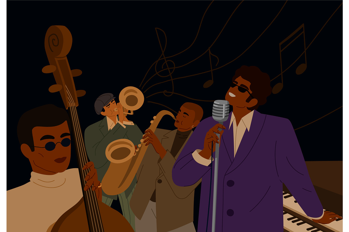 Musicians playing jazz in band set, a Person Illustration by Good Studio (Photo 4 of 8)
