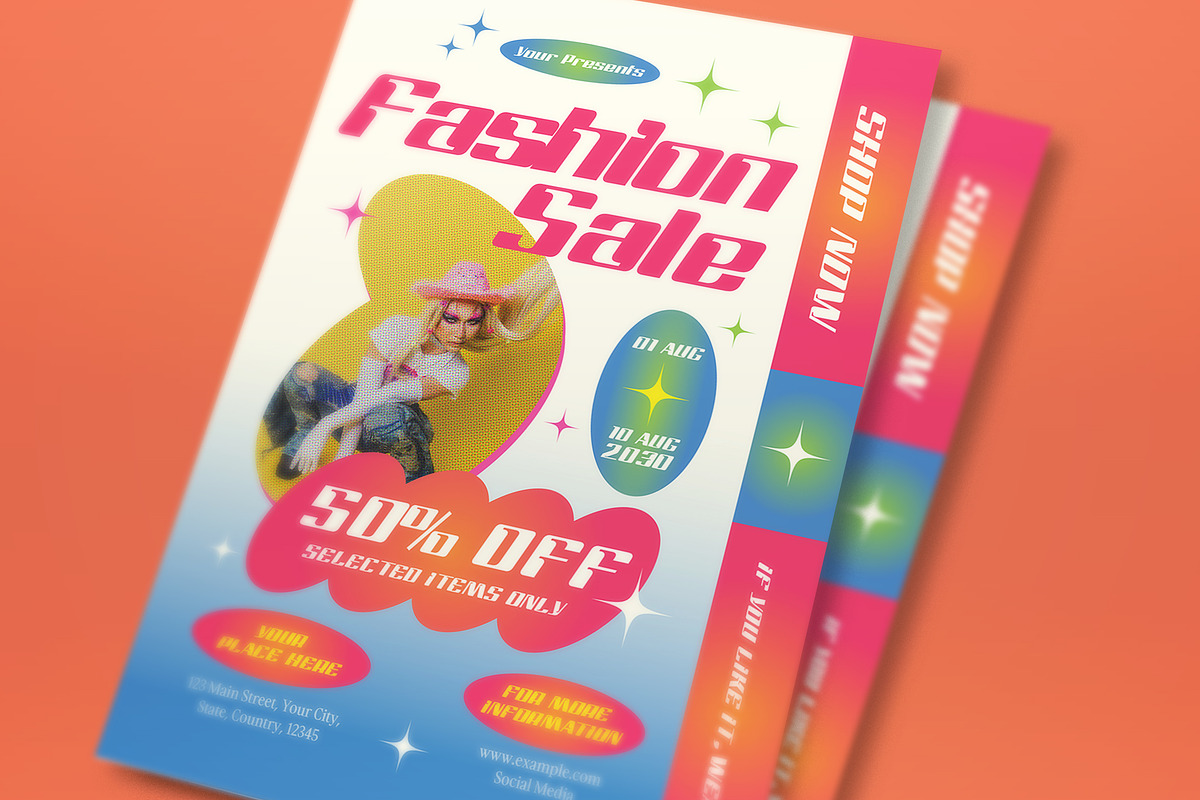 Blue Y2K Fashion Sale Flyer Set, a Flyer Template by graphicook (Photo 2 of 3)