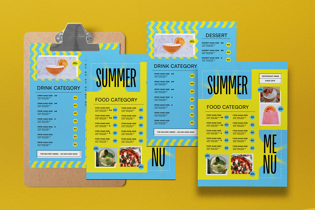 Blue Flat Design Summer Food Menu, a Flyer Template by graphicook (Photo 2 of 4)