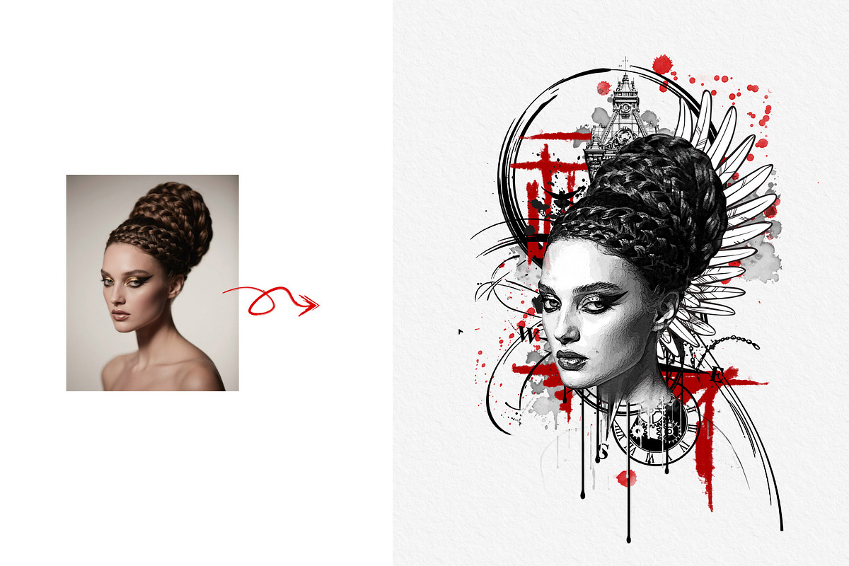 Artistic Watercolor Tattoo Art, an Action Add-On by MRI STUDIO (Photo 5 of 28)