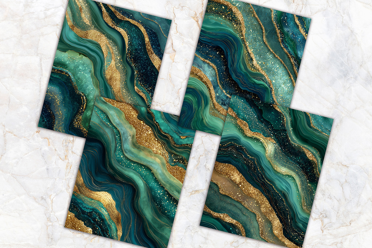 Emerald Green Agate Textures Paper, a Background Graphic by V Design Creator (Photo 10 of 12)
