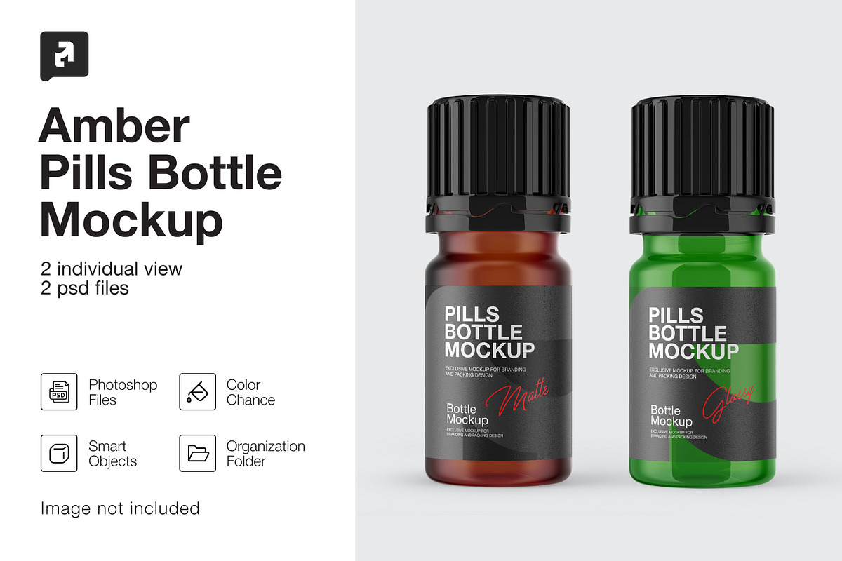 Amber Pills Bottle Mockup, a Packaging Mockup by _Adroit_