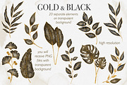 Gold and Black Leaves Clipart, a Decorative Illustration by LuiDesignStudio (Thumbnail 2 of 5)