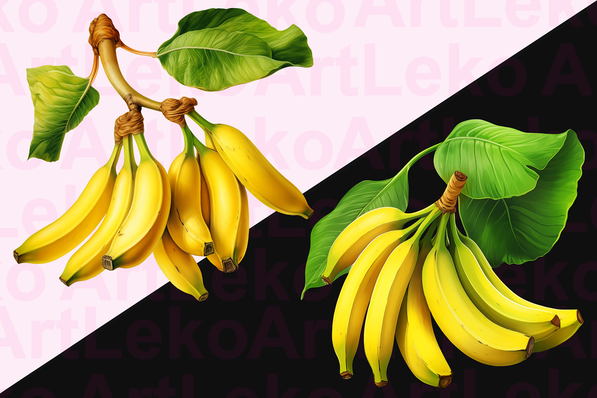 Bananas Clipart, a Food Illustration by LekoArt (Photo 5 of 10)