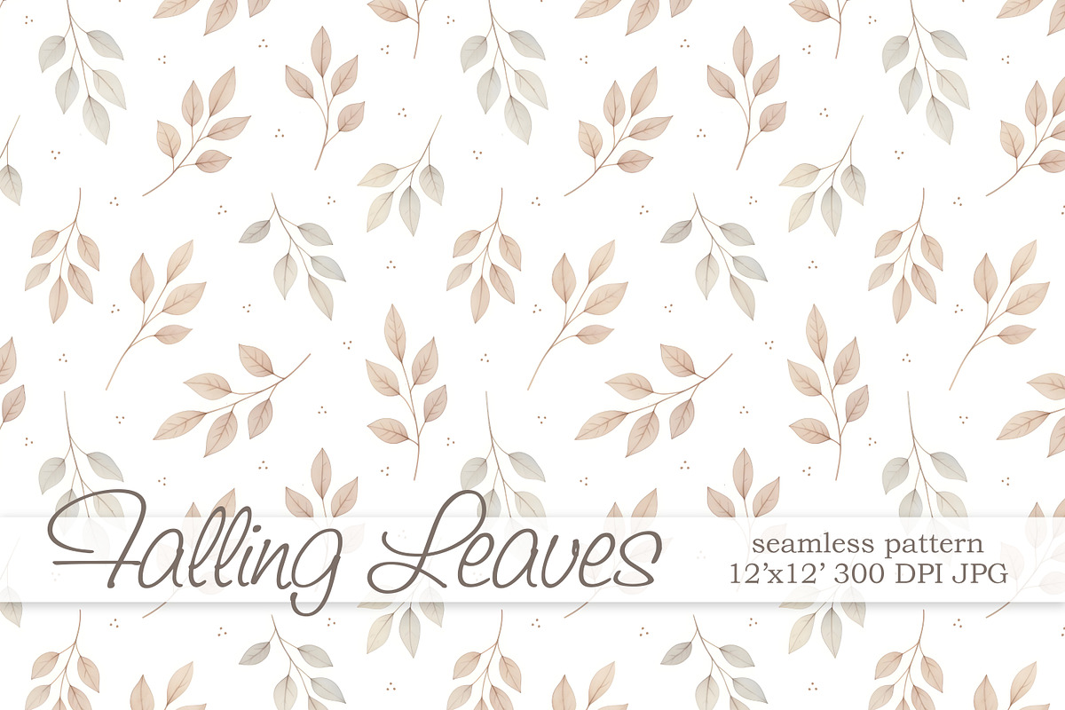 Autumn Watercolor Leaves Pattern, a Pattern Graphic by Kreeya Art Shop (Photo 1 of 13)