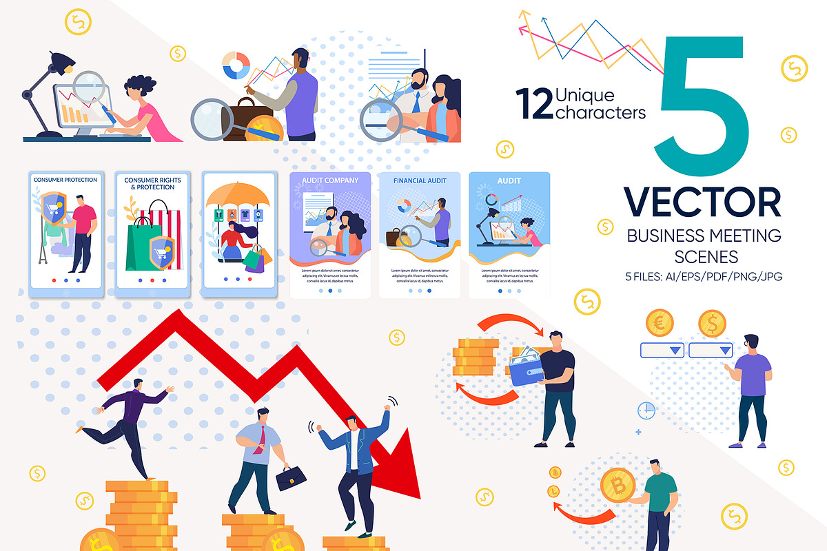 Business Meeting Vector Scenes, a Landing Page Template by Tera Vector